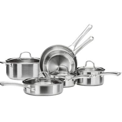 10 PCS High-quality Modern Style Three-layer Stainless Steel Kitchenware Set with Glass Cover Suitable for Stoves